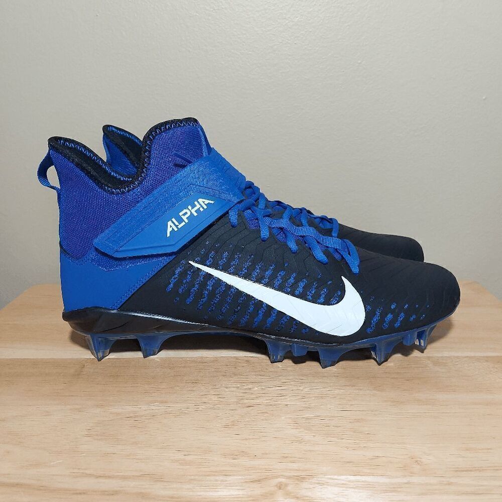 Nike Alpha Menace Pro 2 Mid Football Cleats Black Blue BV3945-400 Men's Size 10